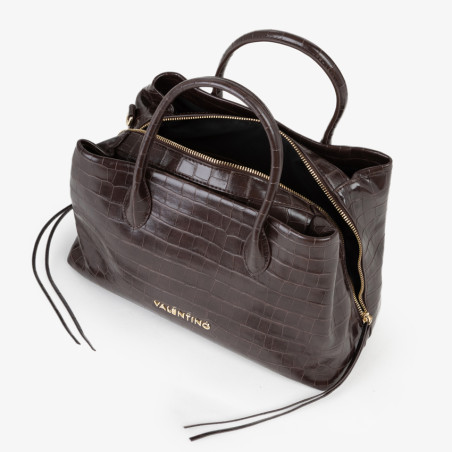 Valentino Opaline Re Sac Porté Main Effet Croco Café ouvert