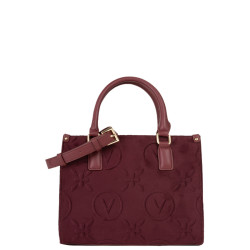 Valentino Samba Velvet Sac Porté Main A Logo Bordeaux