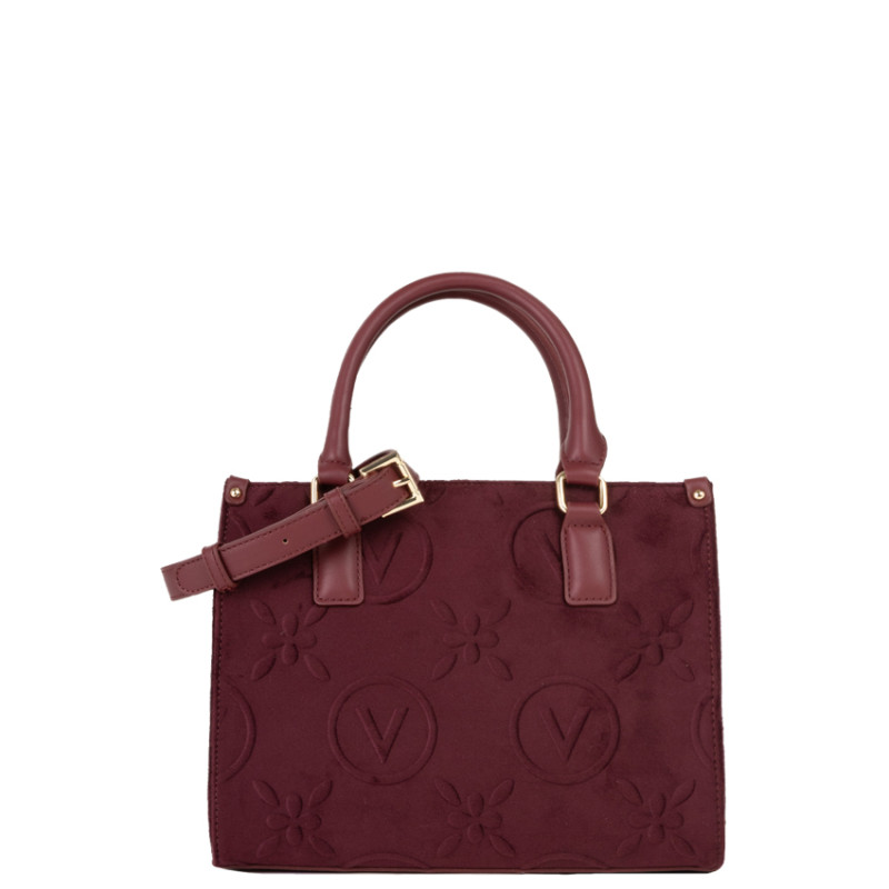 Valentino Samba Velvet Sac Porté Main A Logo Bordeaux