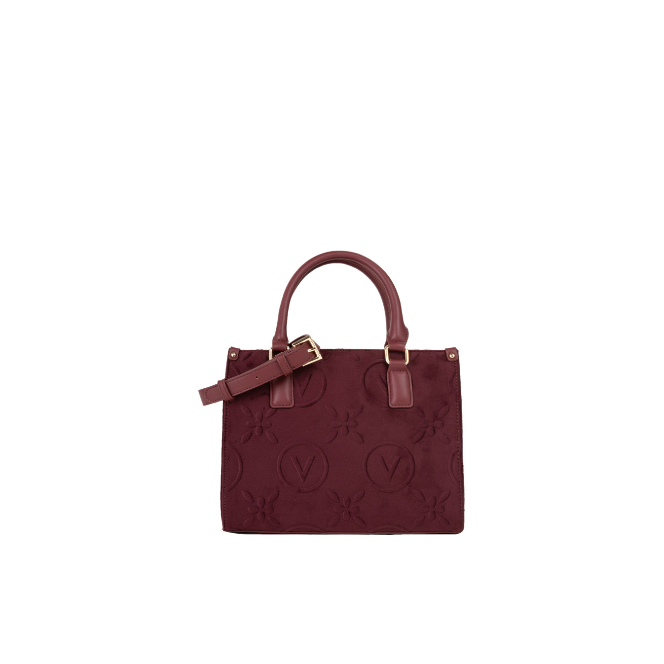 Valentino Samba Velvet Sac Porté Main A Logo Bordeaux