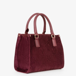 Valentino Samba Velvet Sac Porté Main A Logo Bordeaux
