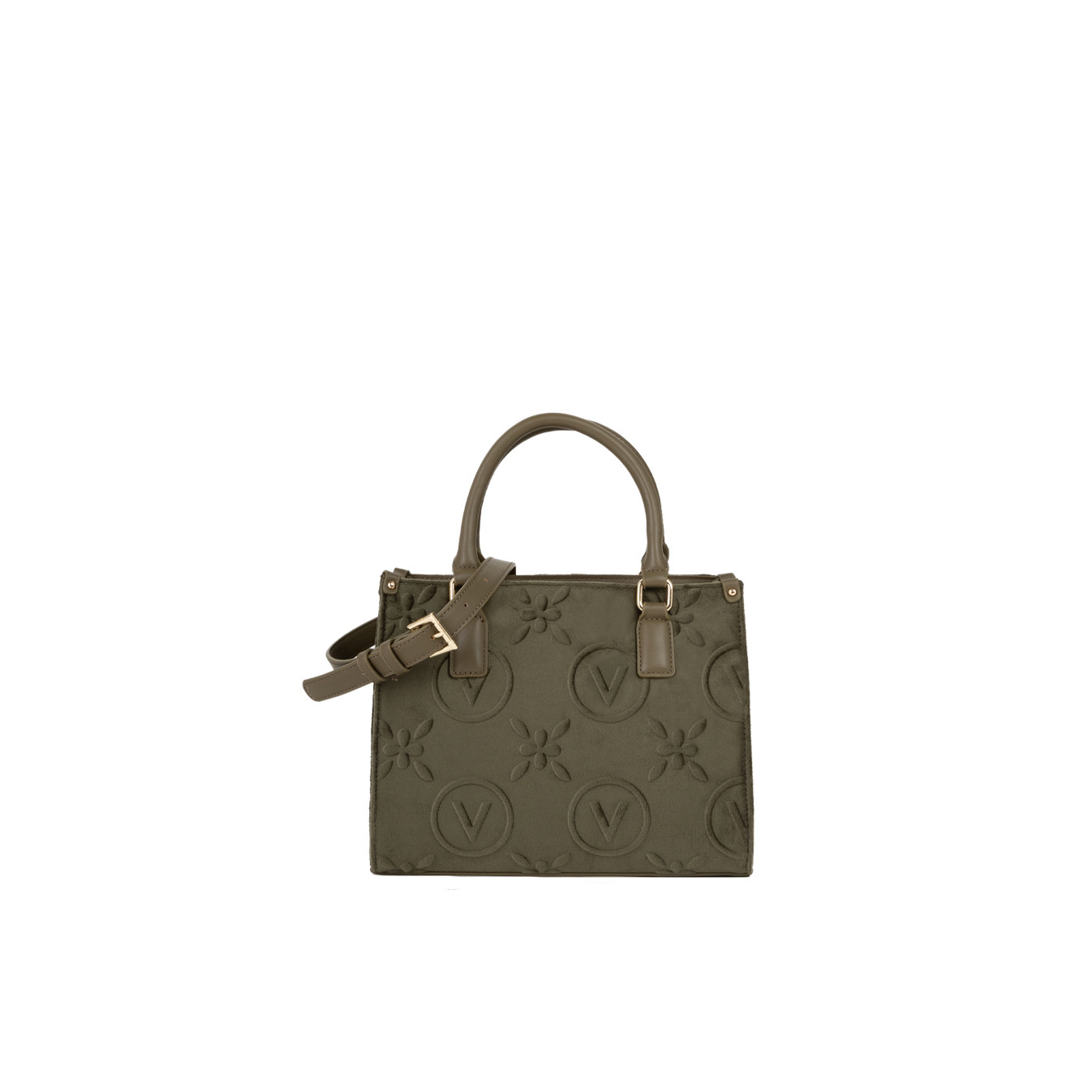Valentino Samba Velvet Sac Porté Main A Logo Verde Militare