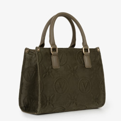 Valentino Samba Velvet Sac Porté Main A Logo Verde Militare