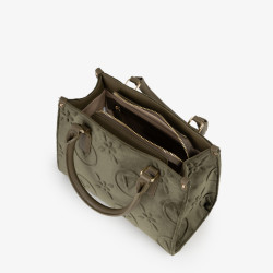 Valentino Samba Velvet Sac Porté Main A Logo Verde Militare