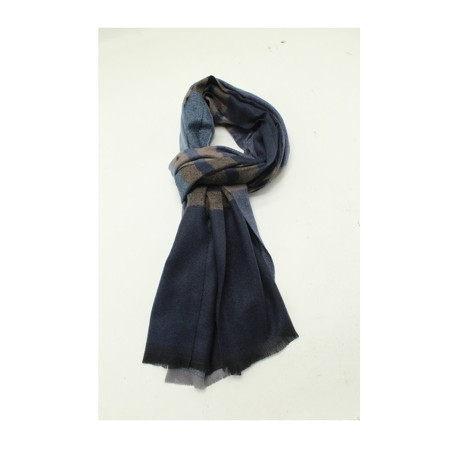 Atoll Palme Pour Hommes Echarpe Epaisse A Rayures Larges Bleu Foncé