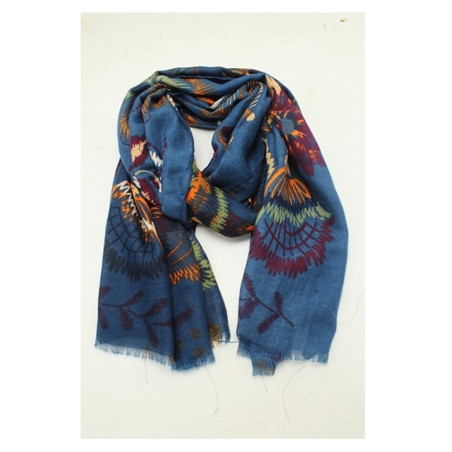 Atoll Palme Etole Colorée Aux Motifs Fleuris Bleu Foncé