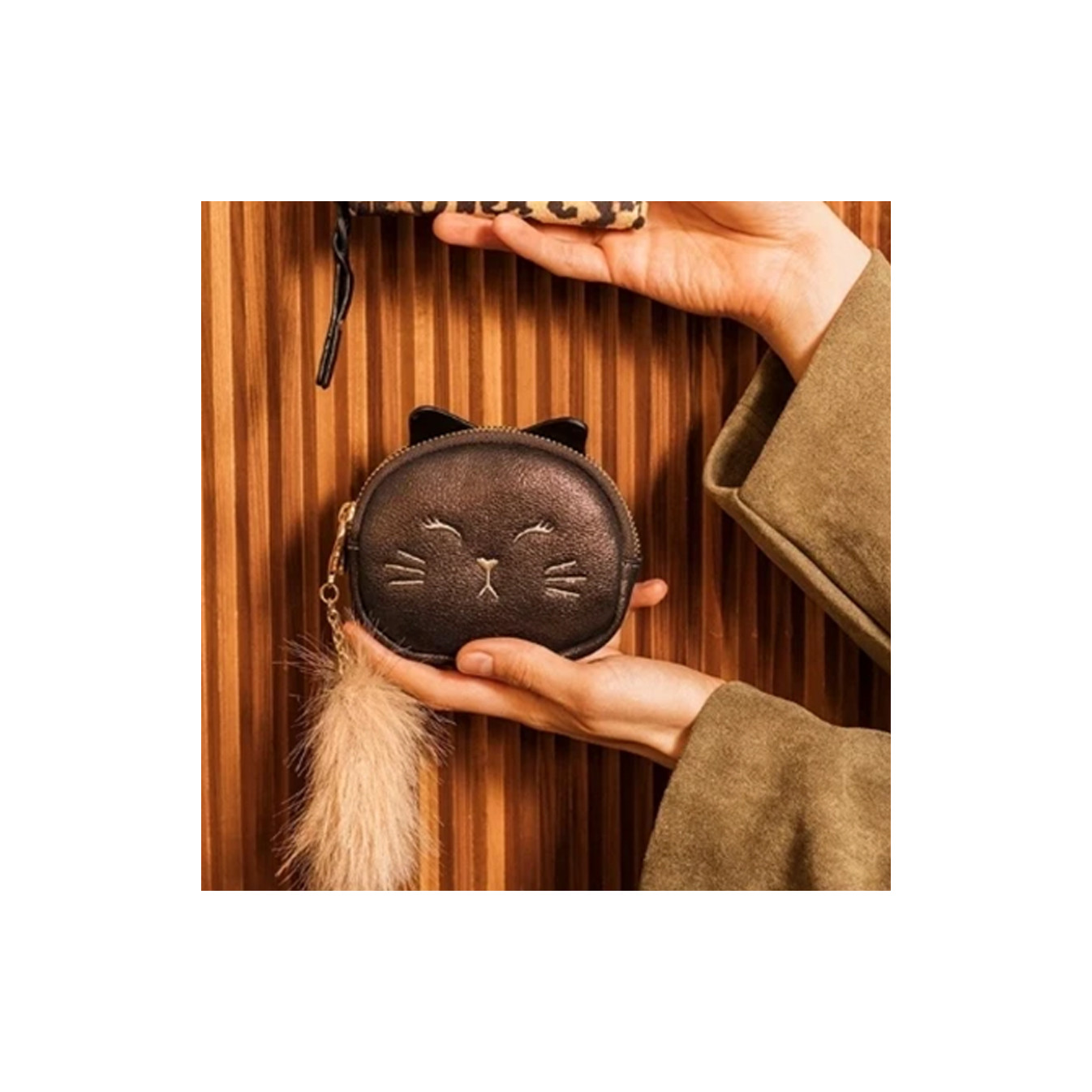 Lollipops Tyler Porte Monnaie Tete de Chat Marron