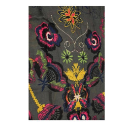 Atoll Palme Etole Colorée Aux Motifs Fleuris Gris Foncé