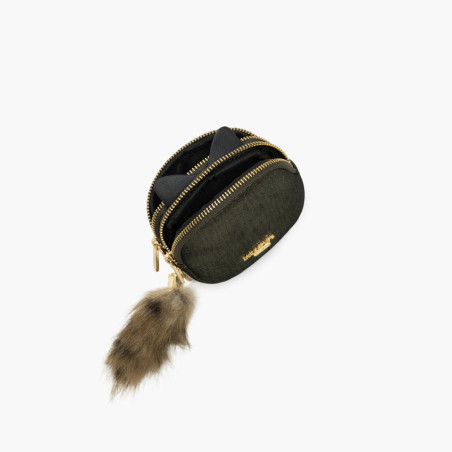Lollipops Tyler Porte Monnaie Tete de Chat Kaki ouvert