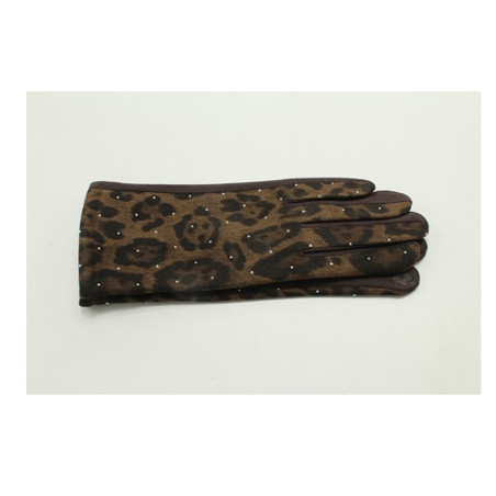 Atoll Palme Gants Au Motif Léopard & Ses Petits Clous Marron Foncé face