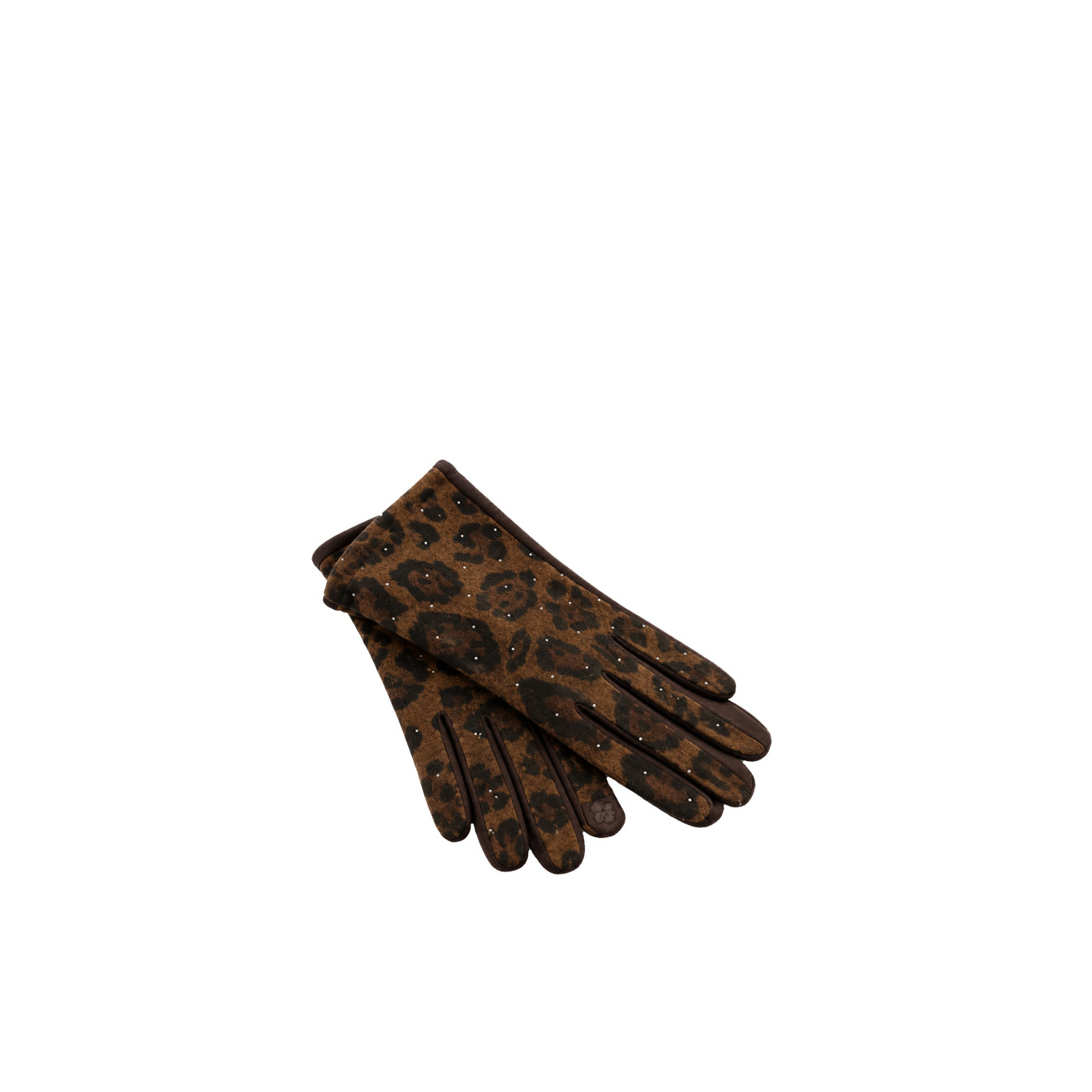 Atoll Palme Gants Au Motif Léopard & Ses Petits Clous Marron Foncé