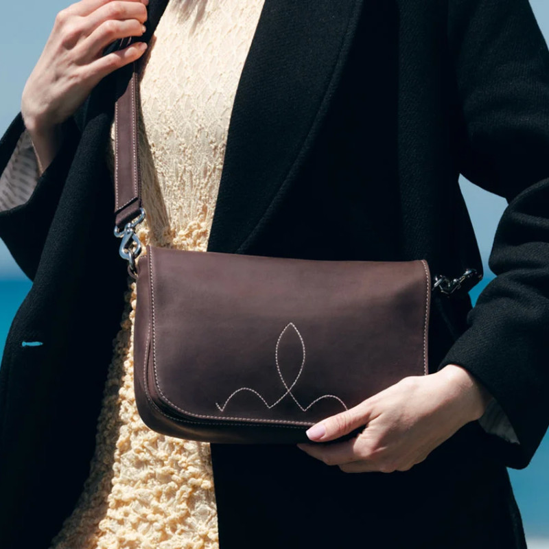 Ateliers Fourès Sirène Grand Sac Porté Travers En Cuir & Coton S200 Chocolat