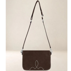 Ateliers Fourès Sirène Grand Sac Porté Travers En Cuir & Coton S200 Chocolat bandoulière