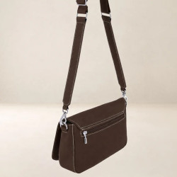 Ateliers Fourès Sirène Grand Sac Porté Travers En Cuir & Coton S200 Chocolat dos