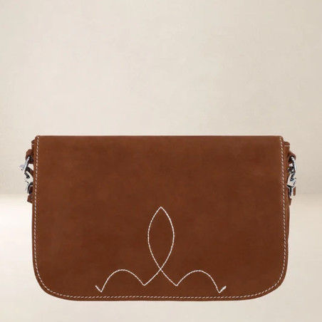 Ateliers Fourès Sirène Grand Sac Porté Travers En Cuir & Coton S200 Fauve face