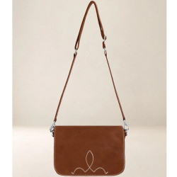 Ateliers Fourès Sirène Grand Sac Porté Travers En Cuir & Coton S200 Fauve bandoulière