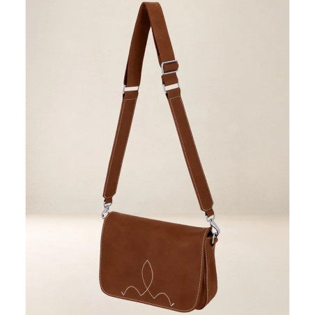 Ateliers Fourès Sirène Grand Sac Porté Travers En Cuir & Coton S200 Fauve côté