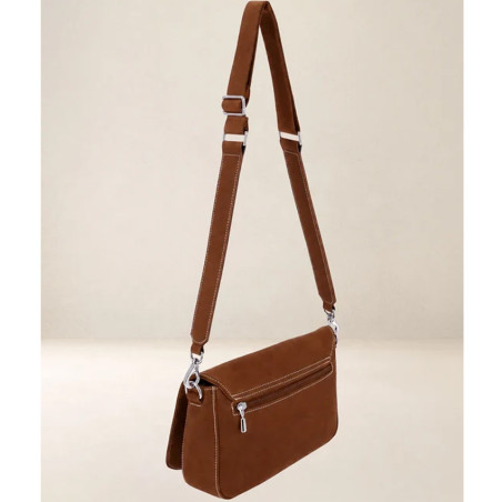 Ateliers Fourès Sirène Grand Sac Porté Travers En Cuir & Coton S200 Fauve dos