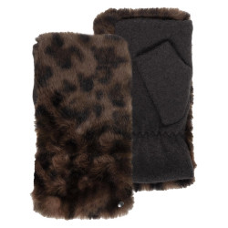 Isotoner Mitaines En Fausse Fourrure Marron Léopard