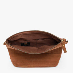 Le Voyage en Panier Velina Sac Besace Effet Velours Côtelé Café