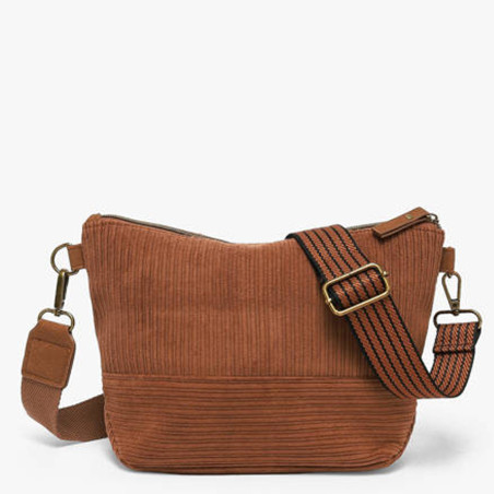 Le Voyage en Panier Velina Sac Besace Effet Velours Côtelé Café dos