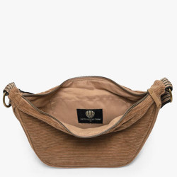 Le Voyage en Panier Velina Sac Banane Effet Velours Côtelé Beige
