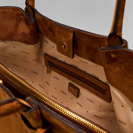 Guess Allegra Grand Sac Cabas Cognac ouvert