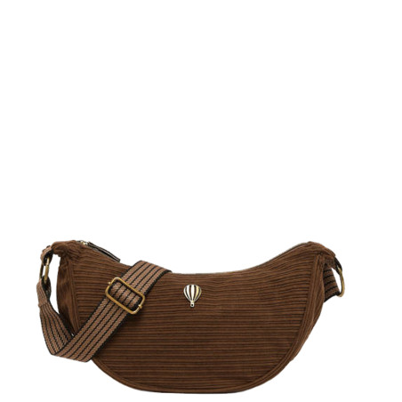 Le Voyage en Panier Velina Sac Banane Effet Velours Côtelé Cacao