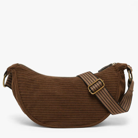 Le Voyage en Panier Velina Sac Banane Effet Velours Côtelé Cacao dos