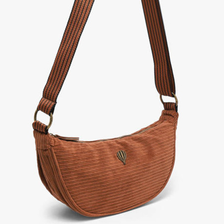 Le Voyage en Panier Velina Sac Banane Effet Velours Côtelé Cacao côté