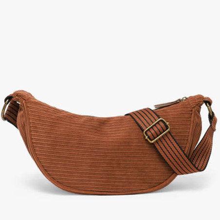 Le Voyage en Panier Velina Sac Banane Effet Velours Côtelé Cacao dos