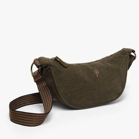Le Voyage en Panier Velina Sac Banane Effet Velours Côtelé Kaki côté