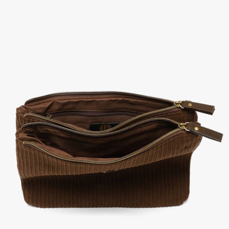 Le Voyage en Panier Velinon Sac Manchon Doublé Polaire Café ouvert