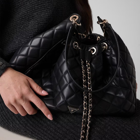 Guess Juliet Sac Hobo Matelassé Black porté
