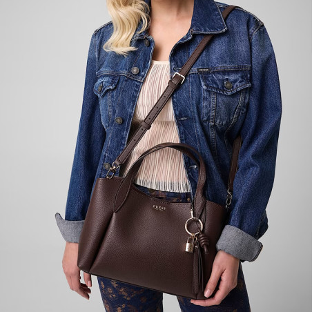 Guess Melody Sac Shopping et Pochette 2 en 1 Brown porté