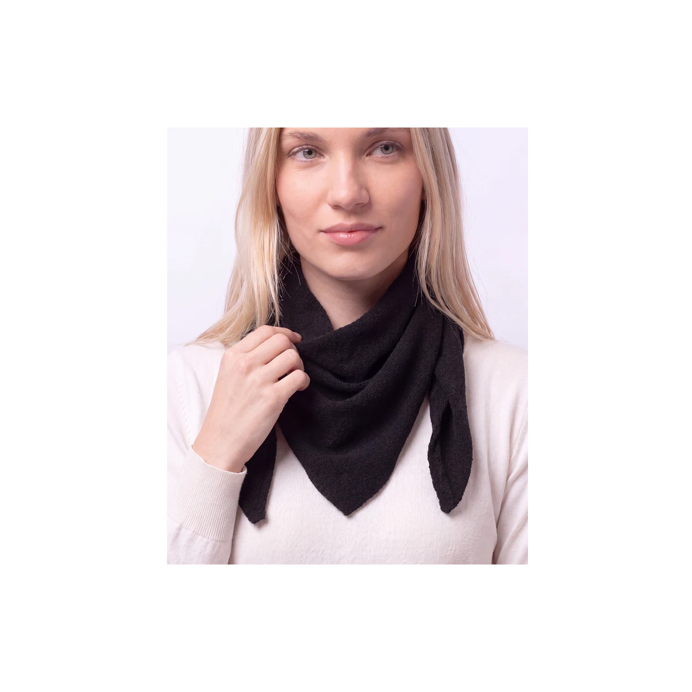 Isotoner Écharpe Bandana Triangle Femme Maille Noir
