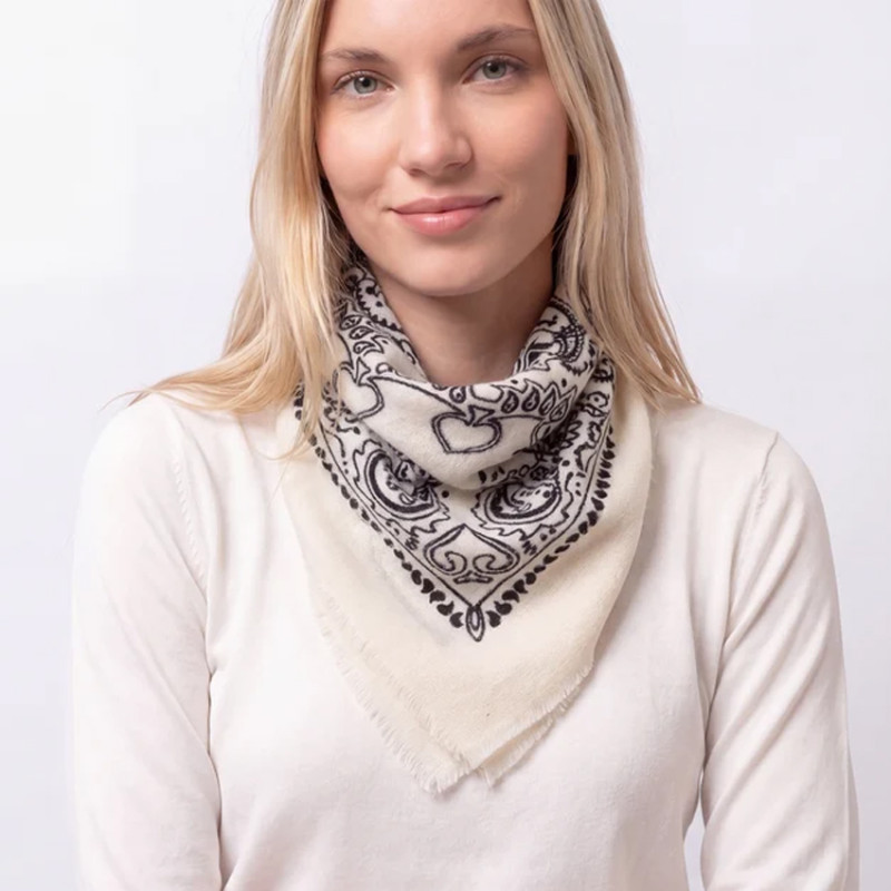 Isotoner Bandana Carrée Femme Maille Blanc