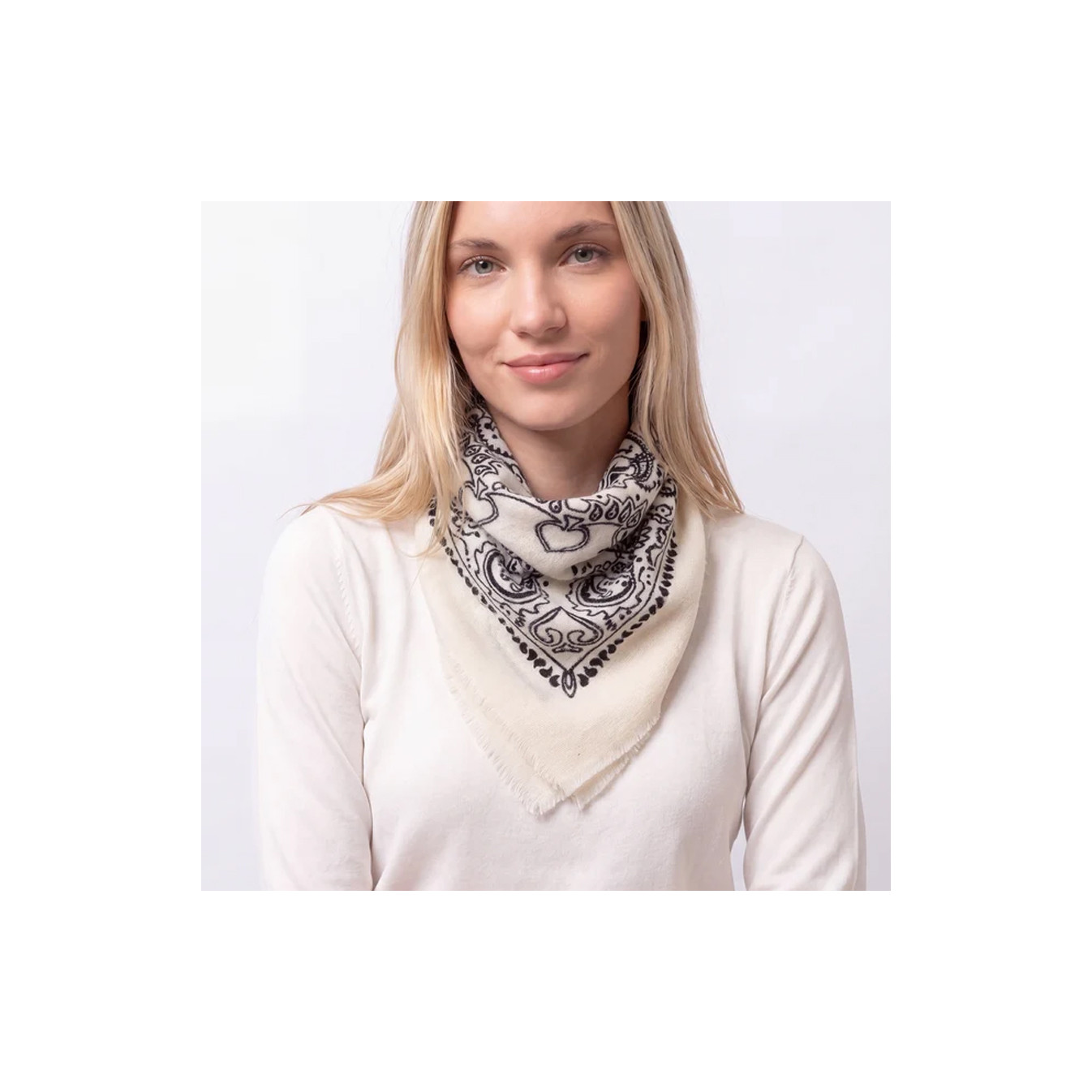 Isotoner Bandana Carrée Femme Maille Blanc