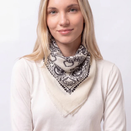 Isotoner Bandana Carrée Femme Maille Blanc