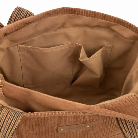 Le Voyage en Panier Velinier Cabas M Velours Beige ouvert