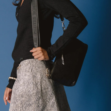 Les Petites Bombes Madisone Sac Bandoulière Effet Python Noir