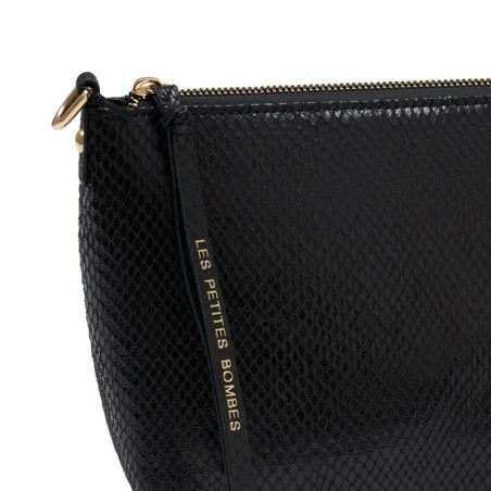 Les Petites Bombes Madisone Sac Bandoulière Effet Python Noir details