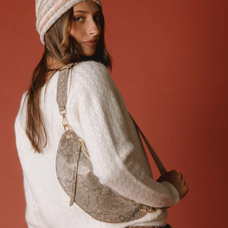 Les Petites Bombes Maina Sac Banane Effet Python Beige