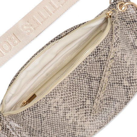 Les Petites Bombes Maina Sac Banane Effet Python Beige ouvert