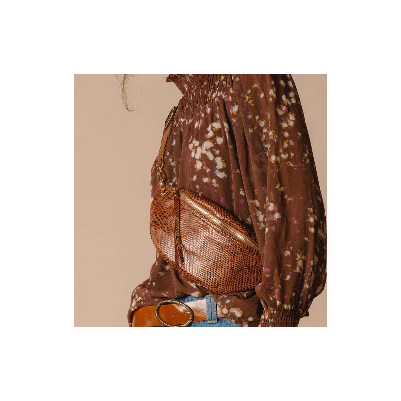 Les Petites Bombes Maina Sac Banane Effet Python Brun