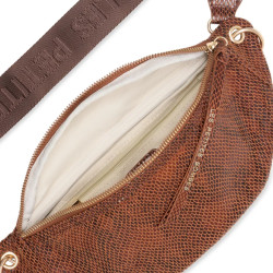 Les Petites Bombes Maina Sac Banane Effet Python Brun ouvert