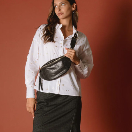 Les Petites Bombes Maina Sac Banane Effet Python Noir