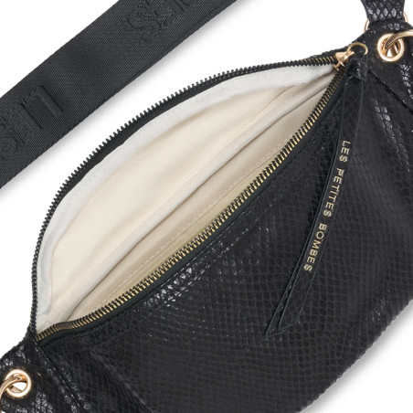 Les Petites Bombes Maina Sac Banane Effet Python Noir