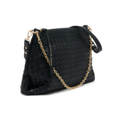 Les Petites Bombes Prele Gand Sac Bandoulière Effet Tressé Noir