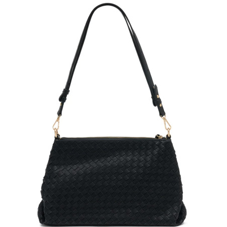 Les Petites Bombes Prele Gand Sac Bandoulière Effet Tressé Noir dos